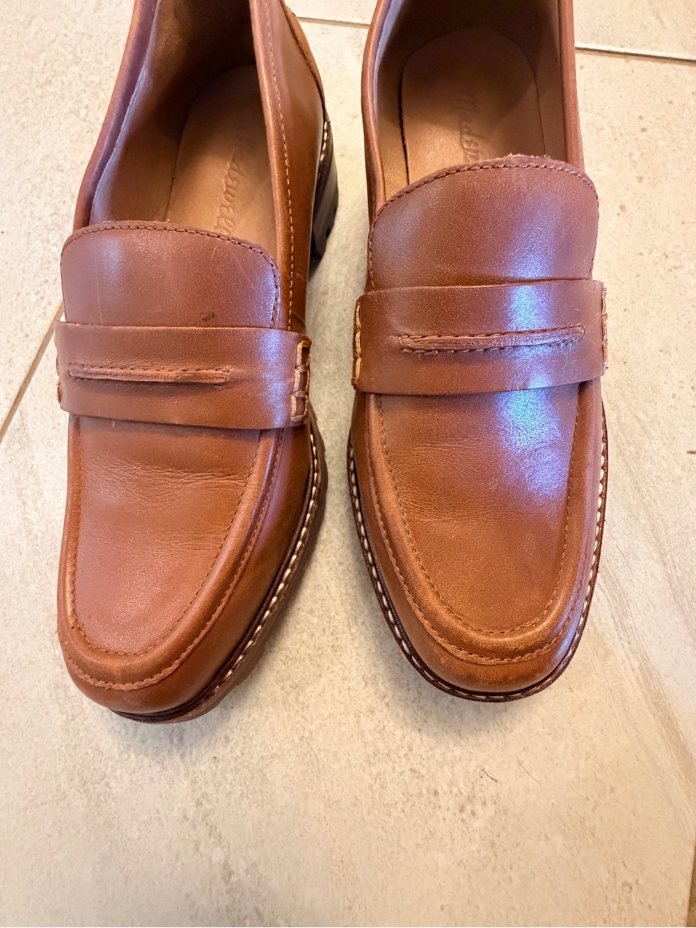 Madewell Women's Tan Leather Penny Loafers - Picture 6 of 6